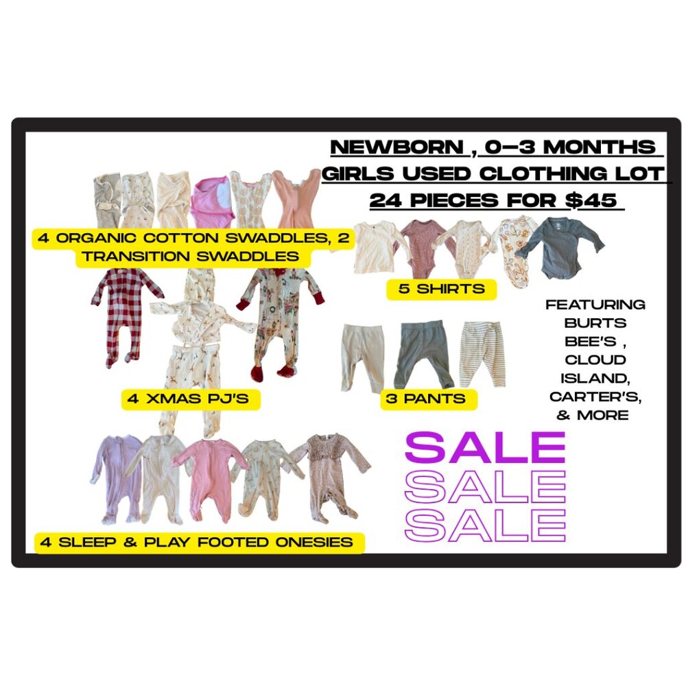 Newborn, 0-3 Months Assorted Clothing Lot Baby Girl